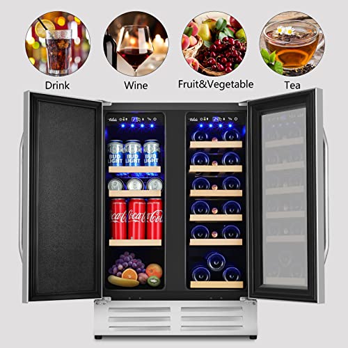 Velieta Dual Zone Wine & Beverage Fridge, 20 Bottles/88 Cans