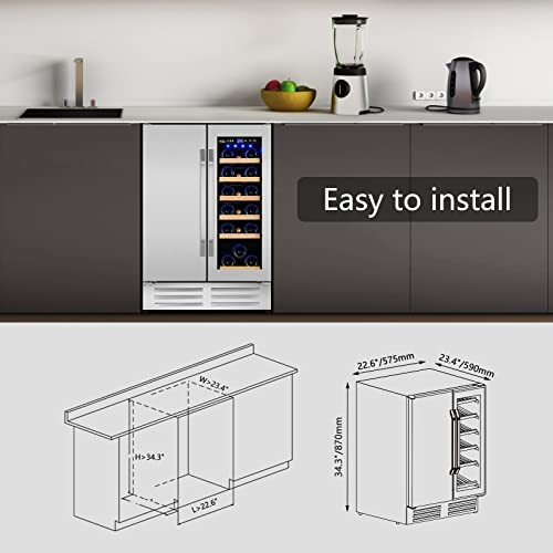 Velieta Dual Zone Wine & Beverage Fridge, 20 Bottles/88 Cans