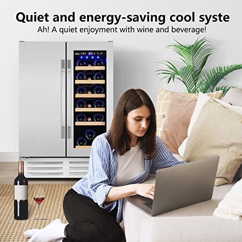 Velieta Dual Zone Wine & Beverage Fridge, 20 Bottles/88 Cans