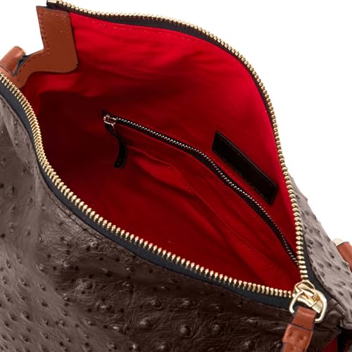 Dooney & Bourke Brown Ostrich Satchel Handbag