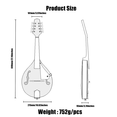 Beginner's Green A-Style Acoustic Mandolin with 8 Strings