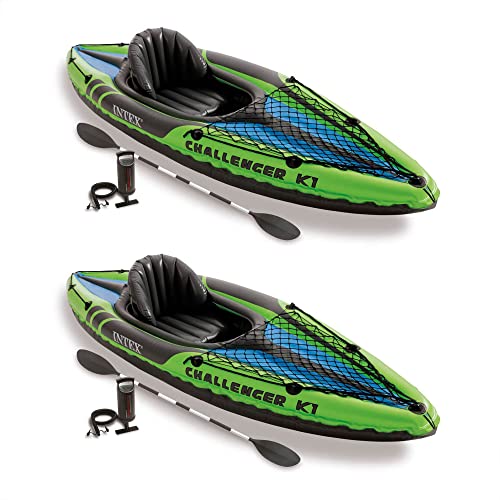 Intex Challenger K1 Sporty Kayak Bundle (2 Pack)