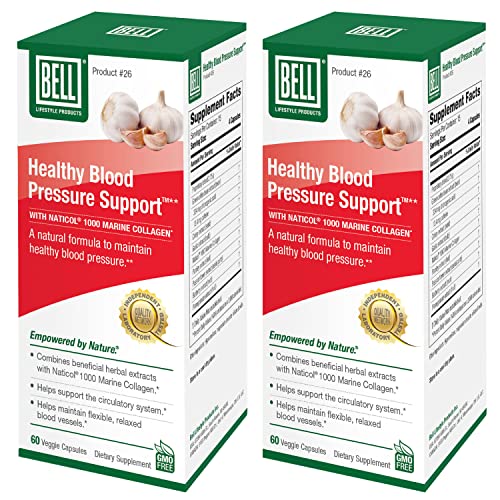 Bell Healthy Blood Pressure Support™ Unique Blend - Natural Blend of Green Coffee Bean Extract, Garlic & Celery Seed Extract Blood Pressure Supplements - 2 Pack of 60 Capsules Each, Vegan, Non-GMO