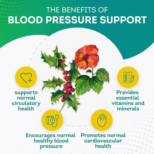 PurePremium Blood Pressure Support Supplement with Hawthorn, Hibiscus & Garlic - Herbal Supplement, Vitamins & Herbs Support Normal Heart Health - Garlic Supplements - 3 Months Supply - 90 Capsules