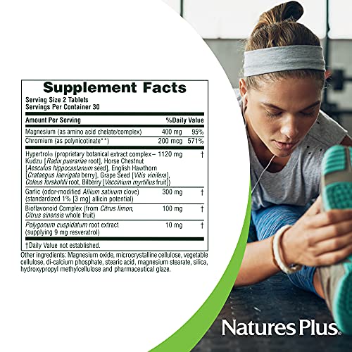 Natures Plus Advanced Therapeutics Hypertrol Rx Blood Pressure - 60 Vegetarian Tablets - Magnesium & Chromium Supplement with Botanical Herbs - Gluten-Free - 30 Servings