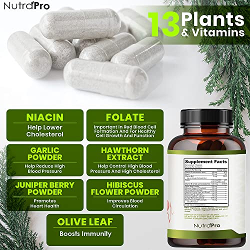 Heart Health Blood Pressure Support Supplement - Support Blood Pressure & Healthy Circularity Naturally with Hawthorn Berry & Hibiscus.Vitamins Pills for Healthy Hypertension (BP) & Healthy Heart.