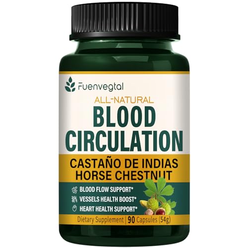 Fuenvegtal Horse Chestnut Blood Circulation Capsules, Castaño de Indias y Diosmina para la Circulacion, Nitric Oxide Supplement for Healthy Blood Flow, Blood Pressure. 90 Counts