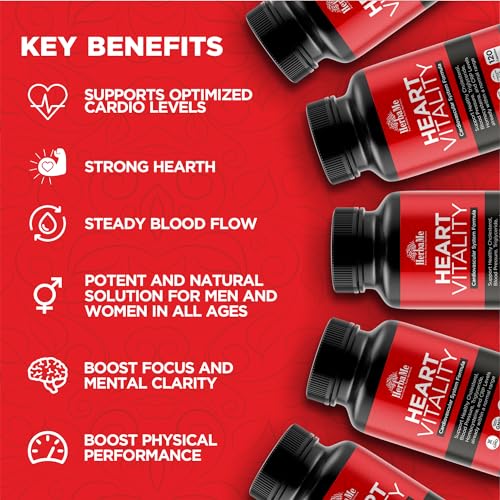 HerbaMe Heart Support and Blood Pressure Supplement, 120 Capsules, Promotes Cardiovascular Health, Healthy Cholesterol, Triglyceride, Homocysteine, CRP Levels | Natural Artery Cleanse and Protect