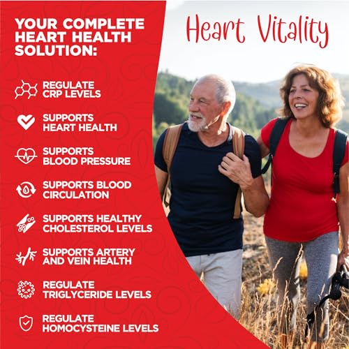 HerbaMe Heart Support and Blood Pressure Supplement, 120 Capsules, Promotes Cardiovascular Health, Healthy Cholesterol, Triglyceride, Homocysteine, CRP Levels | Natural Artery Cleanse and Protect