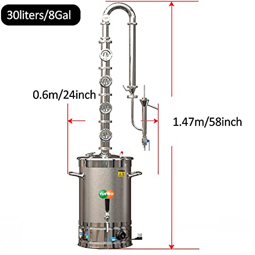 YUEWO Stainless Steel Electric Alcohol Distiller Flask Set