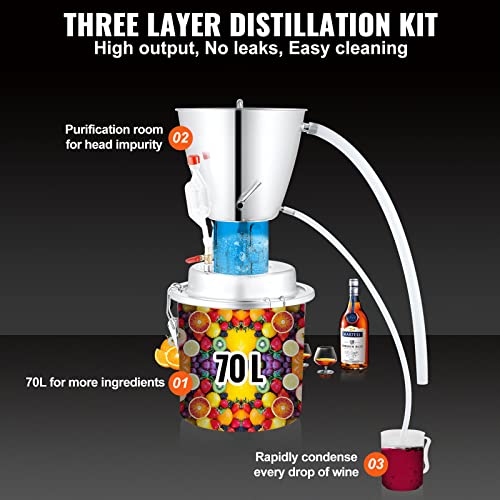 VEVOR 18 Gal Alcohol Still - Distiller + Kit