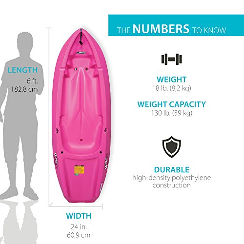 Youth Wave Kayak with Paddle, Pink, 6