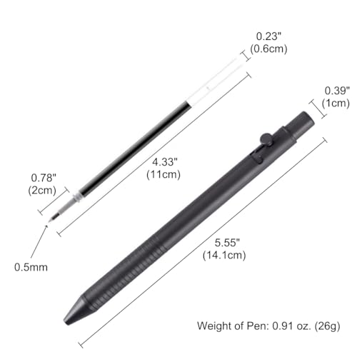 Dark Grey Titanium Bolt Action Gel Pen with Refills