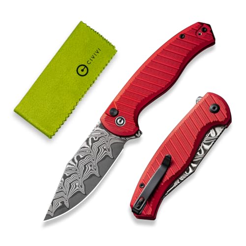 CIVIVI Stormhowl Damascus Pocket Knife - Aluminum Handle
