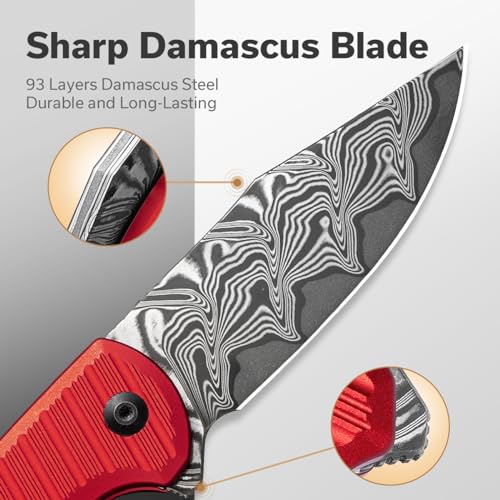 CIVIVI Stormhowl Damascus Pocket Knife - Aluminum Handle