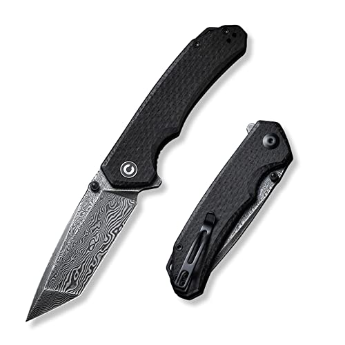 VIP Brazen Tanto Damascus Folding Knife, Outdoor Camping