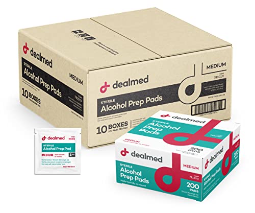 2000 Count Medium Size Alcohol Prep Pads, Latex-Free