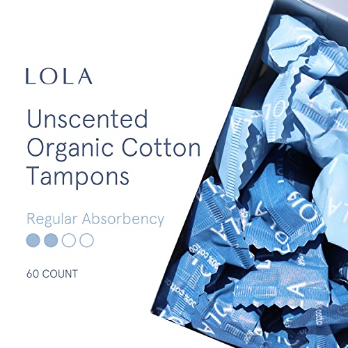 LOLA Organic Cotton Tampons 60ct - Regular, Period Feminine Hygiene