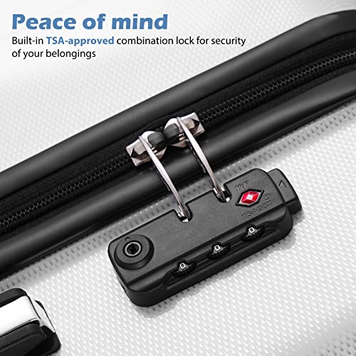 5 Piece PC+ABS Spinner Suitcase Set, White Grid