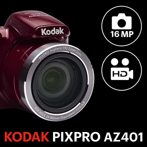 Kodak AZ401RD Digital Camera with 3" LCD, Red