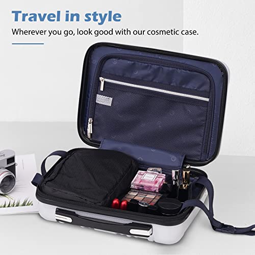 5 Piece PC+ABS Spinner Suitcase Set, White Grid
