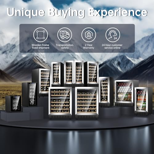 KingChii 15" 26-Bottle Dual Zone Wine Cooler Refrigerator