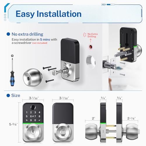 Kucacci Smart Keyless Entry Door Lock with Knob