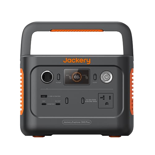 Jackery Explorer 300 Plus Portable Power Station, 288Wh Backup LiFePO4 Battery, Solar Generator (Solar Panel Not Included) for RV, Outdoors, Camping, Traveling, and Emergencies (E300Plus) (Renewed)