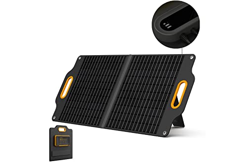 Powerness 80 Watt Portable Solar Panel with Patented LCD Digital Window, Solar Charger for Camping, Outdoor and RV, Compatible with Jackery, BLUETTI, Anker, Goal Zero Portable Power Stations