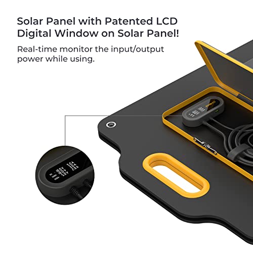 Powerness 80 Watt Portable Solar Panel with Patented LCD Digital Window, Solar Charger for Camping, Outdoor and RV, Compatible with Jackery, BLUETTI, Anker, Goal Zero Portable Power Stations