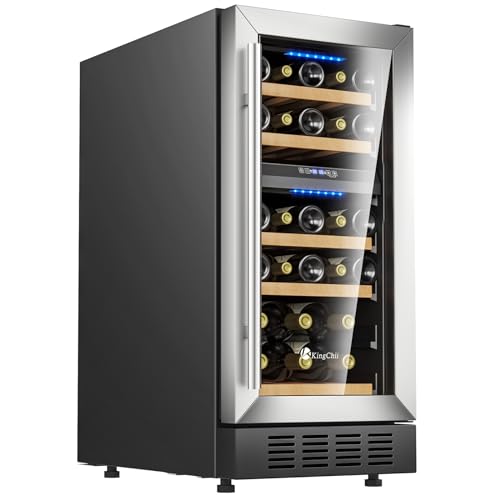 KingChii 15" 26-Bottle Dual Zone Wine Cooler Refrigerator