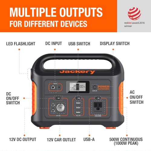 Jackery Portable Power Station Explorer 550, 550 Wh Lithium-ion Battery, 500W Output, Solar Generator for Outdoors Camping Travel (Renewed)