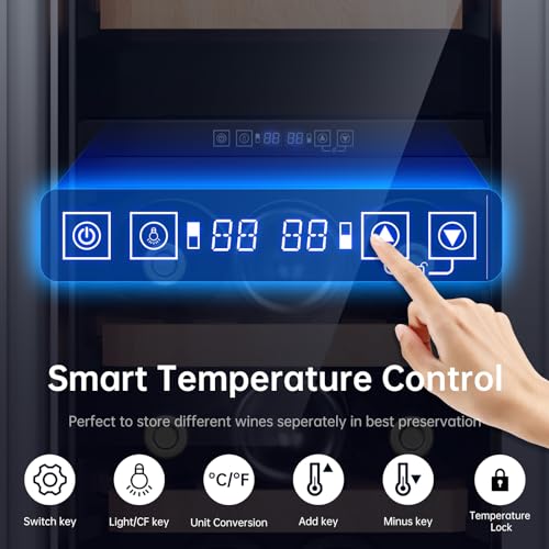 KingChii 15" 26-Bottle Dual Zone Wine Cooler Refrigerator