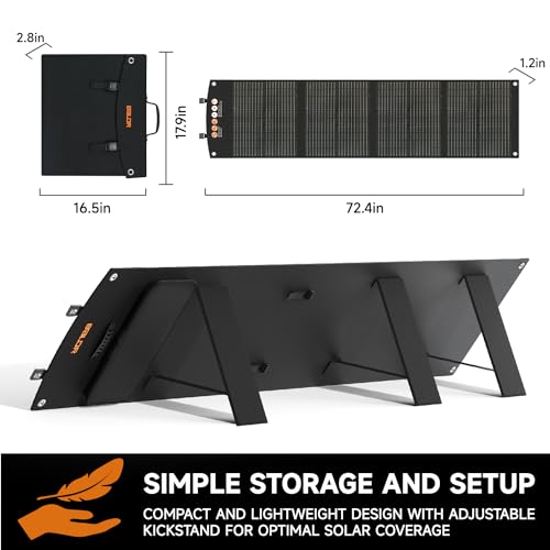 BALDR 120W Portable Solar Panel for Jackery/ECOFLOW/Flashfish/ROCKPALS Power Station Generator, Foldable Solar Cell Charger with USB Ports & PD Output for Camping, Off Grid Living. Black