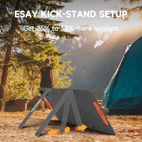 TWELSEAVAN 100W Solar Panel for Jackery/EF/Bluetti/Anker/Goal Zero Power Station, IP68 Waterproof 23.5% Efficiency ETFE Portable Foldable Solar Charger with Adjustable Kickstand for Camping Outdoor
