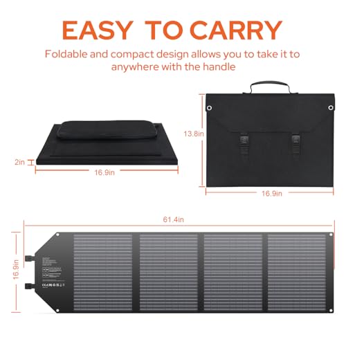 EnginStar 100W Foldable Solar Panel Charger with 18V DC Outlet for Portable Power Stations Jackery/Rockpals/Flashfish, Portable Solar Generator with USB-A USB-C QC 3.0 for Outdoor Camping Van RV Trip