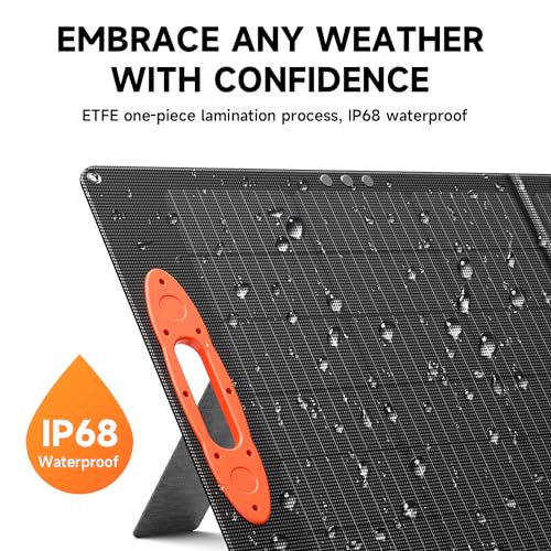 TWELSEAVAN 100W Solar Panel for Jackery/EF/Bluetti/Anker/Goal Zero Power Station, IP68 Waterproof 23.5% Efficiency ETFE Portable Foldable Solar Charger with Adjustable Kickstand for Camping Outdoor