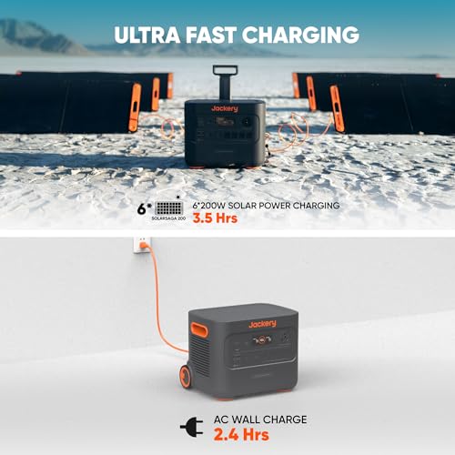 Jackery Solar Generator 3000 PRO 400W, 3024Wh Power Station with 2x200W Solar Panels, Fast Charging in 2.4 Hours, Intelligent BMS, 2xPD 100W Ports for RV Outdoor Camping & Power Outages Black, Orange