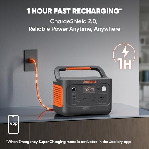 Jackery Explorer 600 Plus Portable Power Station 632Wh LiFePO4 Battery, 800W AC/100W USB-C Output, 1 Hr Fast Charge, Solar Generator for Outdoor Camping, Road Trips, Home Backup (Solar Panel Optional)