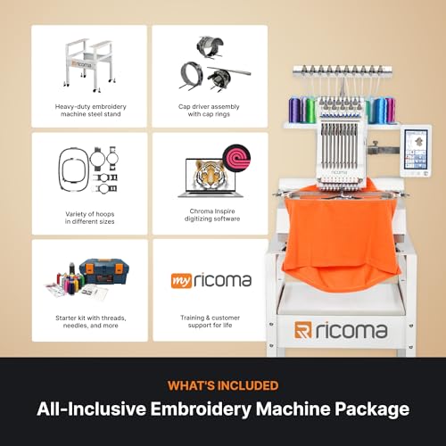 Ricoma Multi-Needle Embroidery Machine Bundle for Beginners