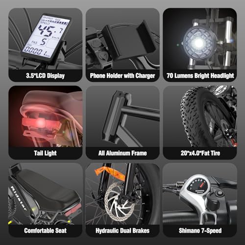 Ridstar Adults Electric Bike Q20, Powerful E-Bike Terrain