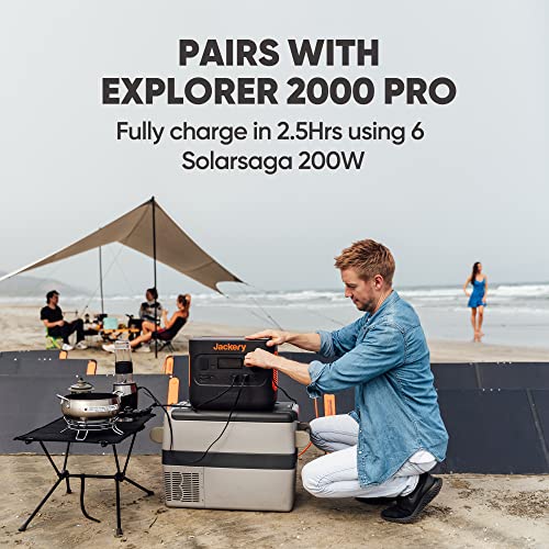 Jackery SolarSaga 200W Portable Solar Panel, Compatible with Explorer 2000 PRO as Solar Generator, Off-Grid Power for Outdoor Adventures, Emergency (Renewed)