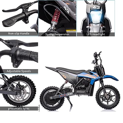 LED Headlight Kids Electric Dirt Motorcycle 15.5MPH Black