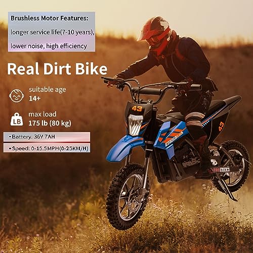 LED Headlight Kids Electric Dirt Motorcycle 15.5MPH Black