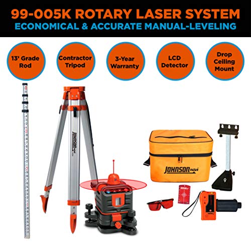 Johnson Manual-Leveling Rotary Laser System, Red - VIP Edition