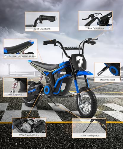 ELEMARA Kids Electric Dirt Bike with Bluetooth & Music