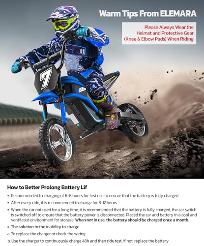 ELEMARA Kids Electric Dirt Bike with Bluetooth & Music