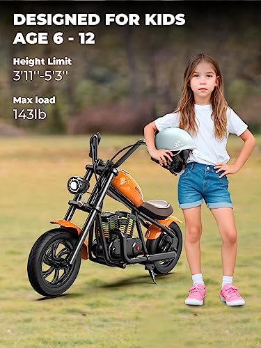 Hyper GoGo Electric Motorcycle for Kids Age 3+ - Retro Style with Light & Music Player