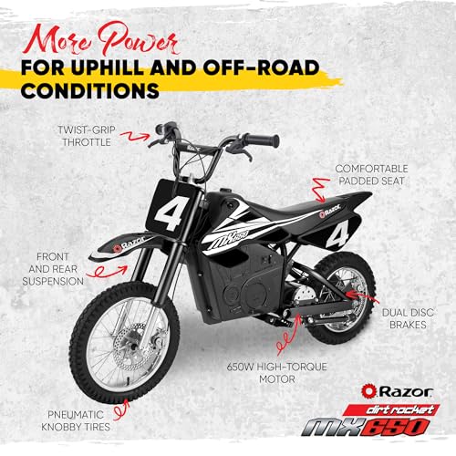 Razor MX650 Electric Motocross Dirt Bike, 17 MPH