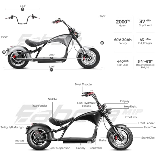 eAhora M1P Electric Motorcycle: 2000W, 37mph, 40+ Miles